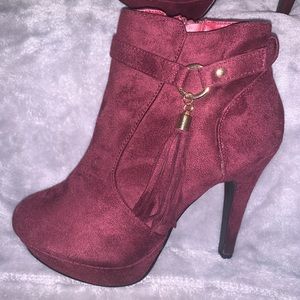 Maroon heel booties